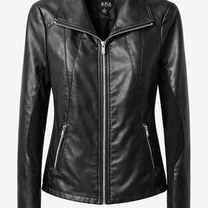 a.n.a Women's Sleek Faux Black Leather Jacket